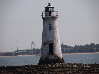 [Closeup of lighthouse.]