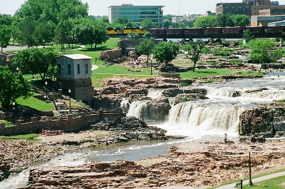 [Somewhat shallow but extremely rocky series of water falls.]