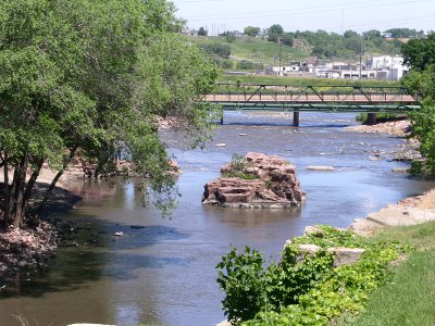 [Jasper rock island in the river within the park.]