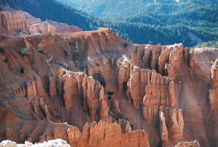 [View of rock formation from Ramparts trail.]